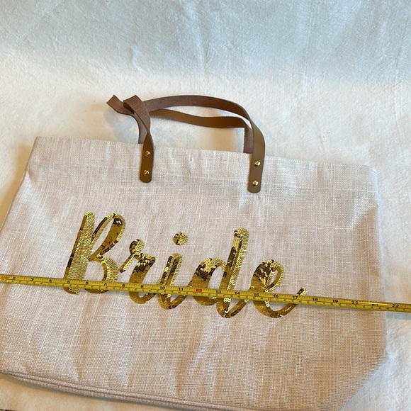NWOT Mudpie Brand “BRIDE” Tote with Leather Straps - Picture 10 of 11